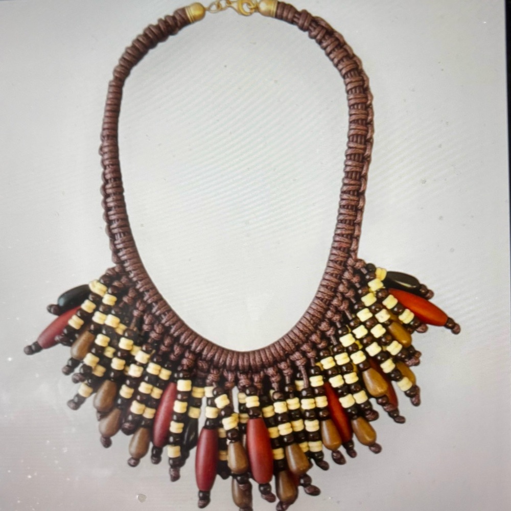Chunky Boho Beaded Statement Necklace - Picture 2 of 5
